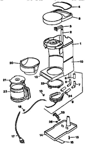 Replacement Parts Diagram and Parts List for DCM703C-TYPE  Black and Decker Coffee Maker